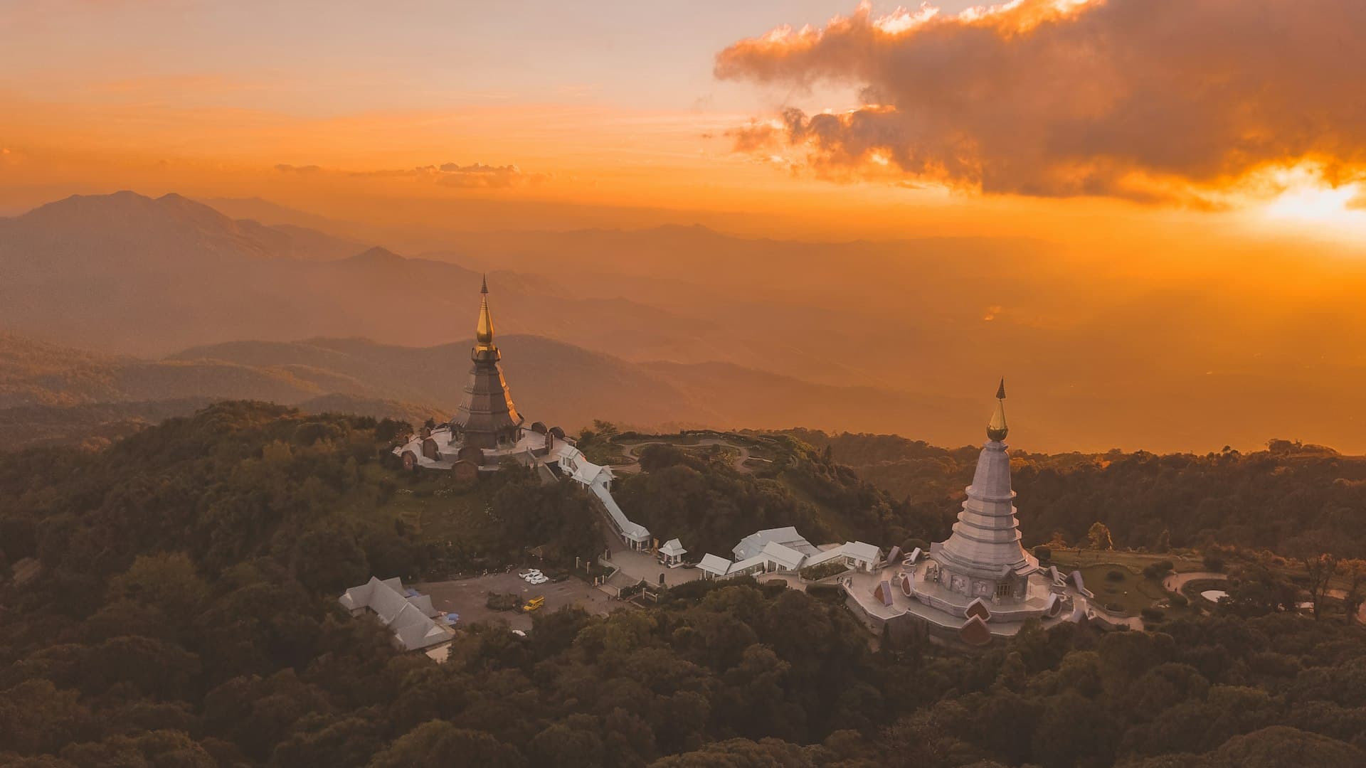 Chiang Mai temple at golden hour